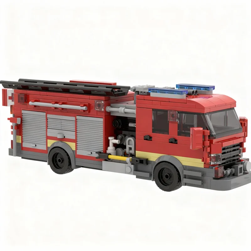 

480PCS MOC Technology Fire Truck Engine 1 Model DIY Creative Assembly Building Blocks Display Birthday Gift Decoration Home Set