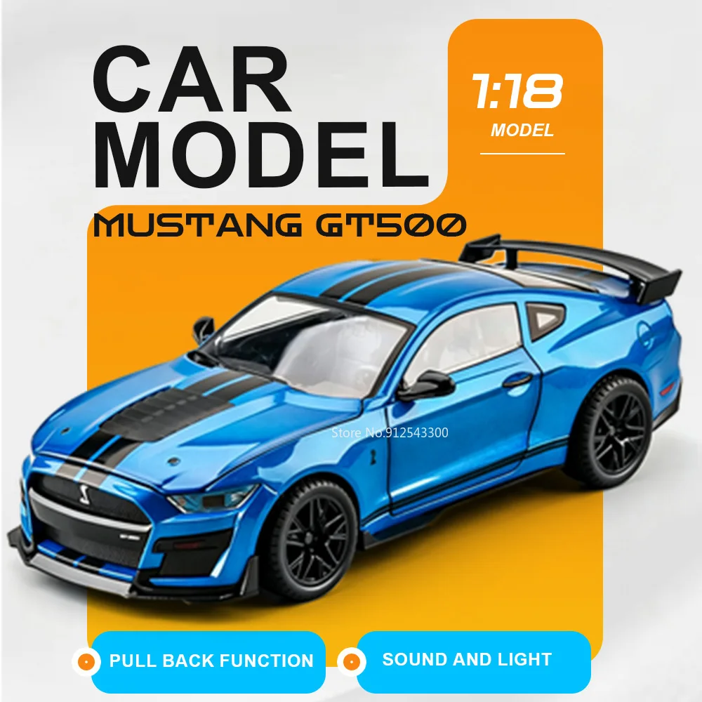 

1:18 Scale Mustang GT500 Lada 2107 Car Model Toy Doors Opened Sound Light Models Pull Back Alloy Body Vehicle Hobby Collection