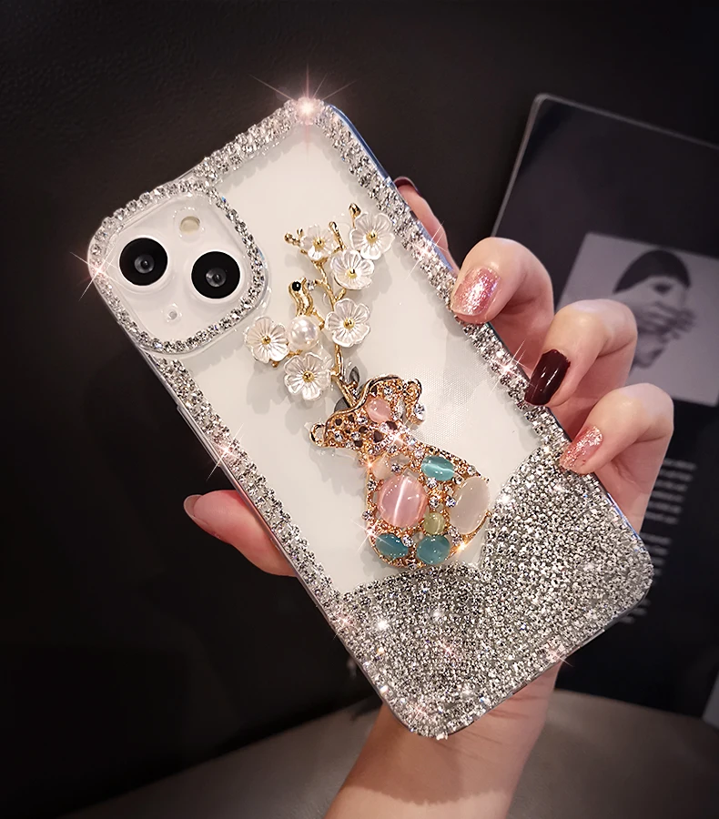 Crystal Phone Case Cover for Samsung, Luxury Color Diamond Bling, Claw Chain Jewelry, S24, S20, S21, FE, S22, S23PLUS, Note 20