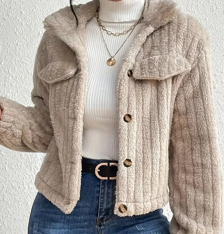 

Осенне-зимняя плюшевая куртка с воротником и бархатом для тепла, модная короткая одежда, утолщенное женское пальто в повседневном стиле