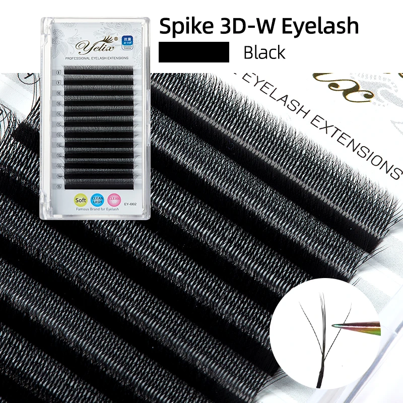 Yelix Spike 3D W Shape Lashes Premade Volume Fans Lashes 12Lines/Tray Clover Bloom Natural Soft False Eyelashes Extensions