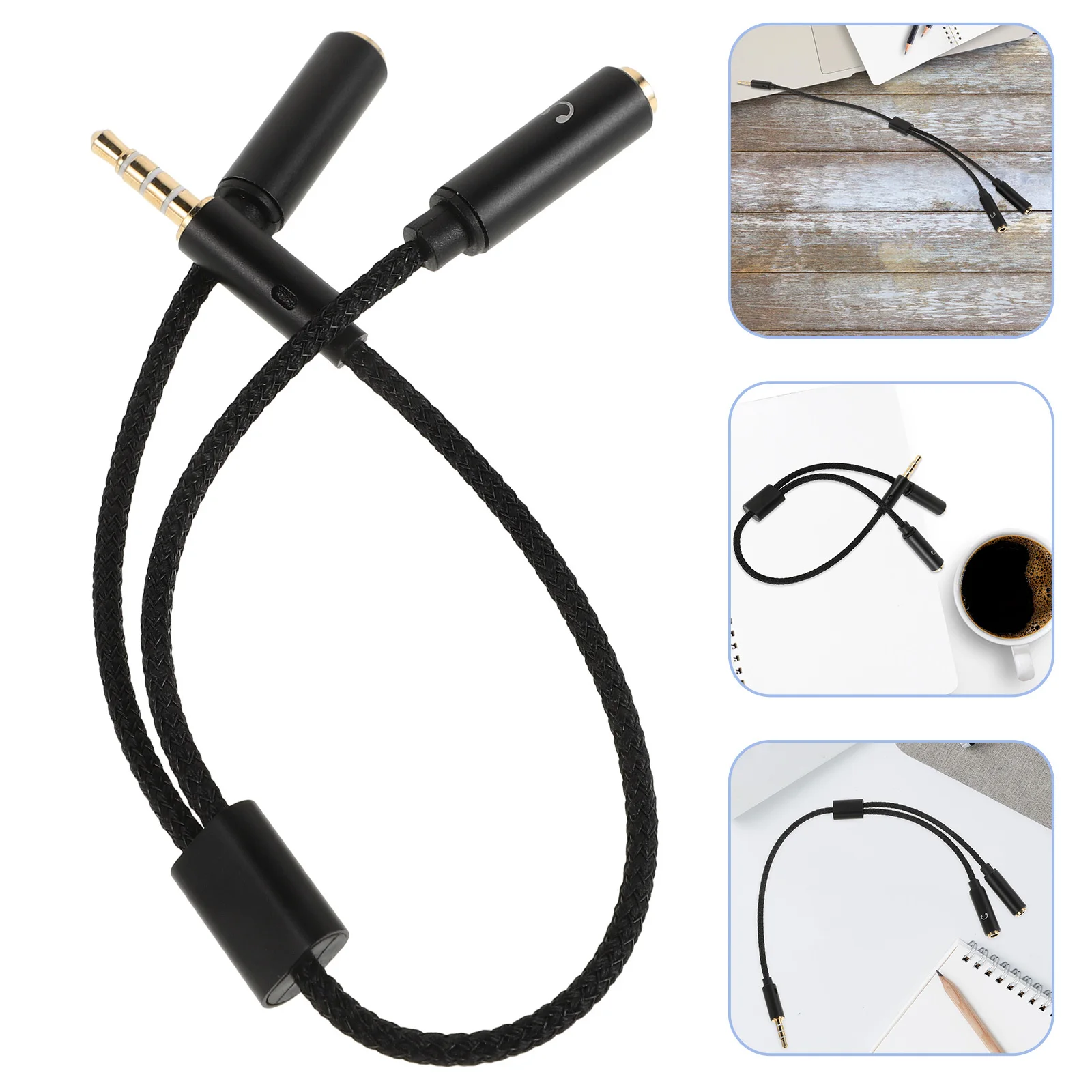 

3.5mm Audio Splitter Cable Dual Headphone Adapter Copper Nylon Construction Plug and Play Compatible Headphones Speakers
