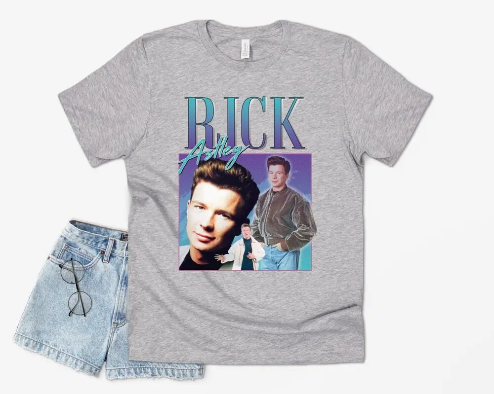 Rick Astley Homage T-shirt Tee Funny UK Music Legend 90's 80's Retro Meme For Man Woman Short Summer Tees Casual Cotton