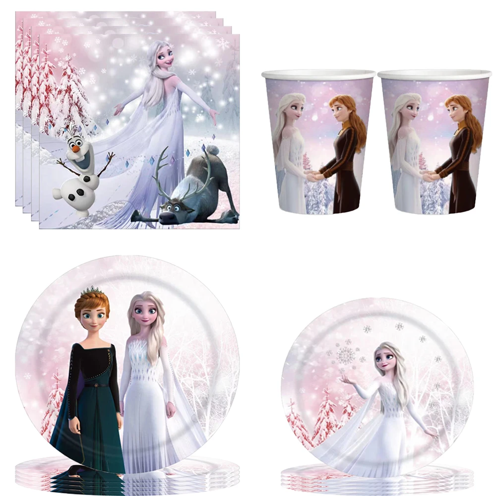 

Disney Frozen Anna and Elsa Birthday Party Decorations Supplies Frozen Queen Party Cups Plates Napkins plate Baby Shower