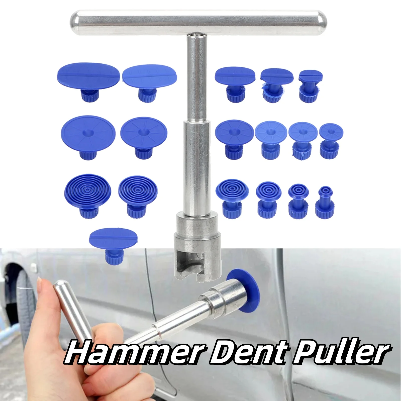 Car Hammer Dent Repair Puller Remove Dents Suction Cup With 18 Pulling Tabs Slide Hammer Pulling Tap Car Body Repair Tool Parts