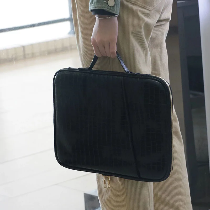 Free Custom Crocodile PU Leather Portable Briefcase Anti-Fall Sleeve for Macbook 13 Inch/IPAD Notebook Storage Bag Laptop Case
