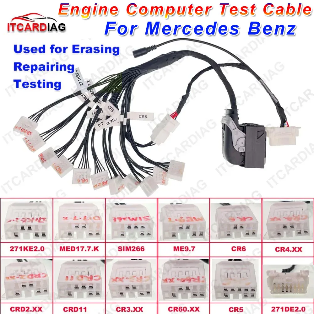 12in1 Car Engine Computer Adapter Cable for Mercedes for Benz Engine Computer Erasing Clear Data Testing OBD2 Interface Cables