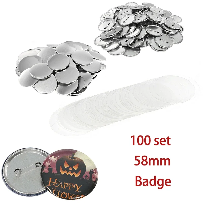 58mm DIY Badge Material Whiteboard Fridge Magnets Mini Mirror Decor Marker Message Board Reminder Memo Magnetic Sticker 100 Sets