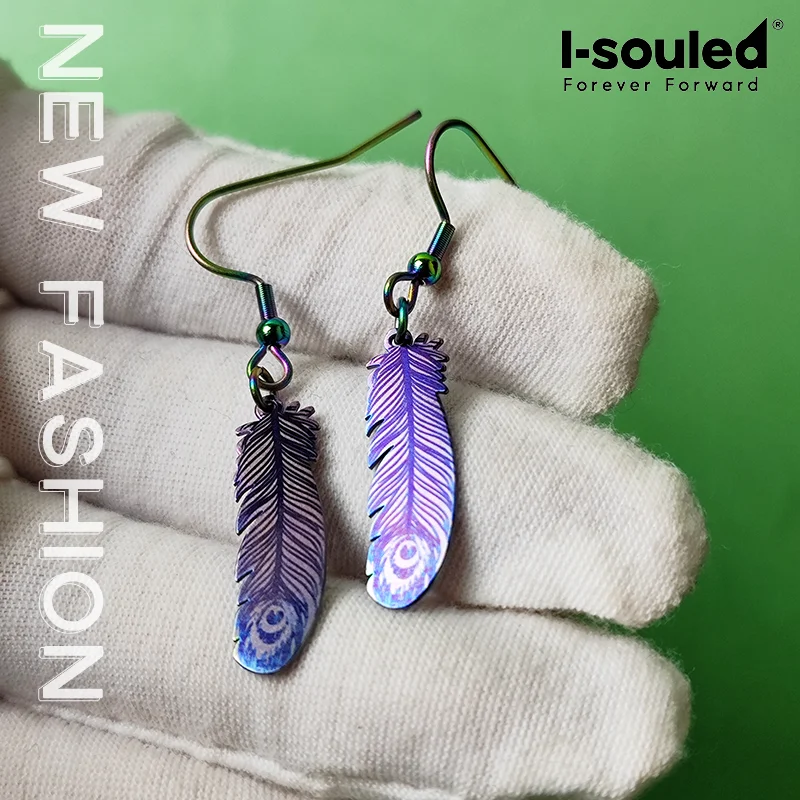 Titanium Feather Earrings Women Lightweight Designer Statement Jewelry