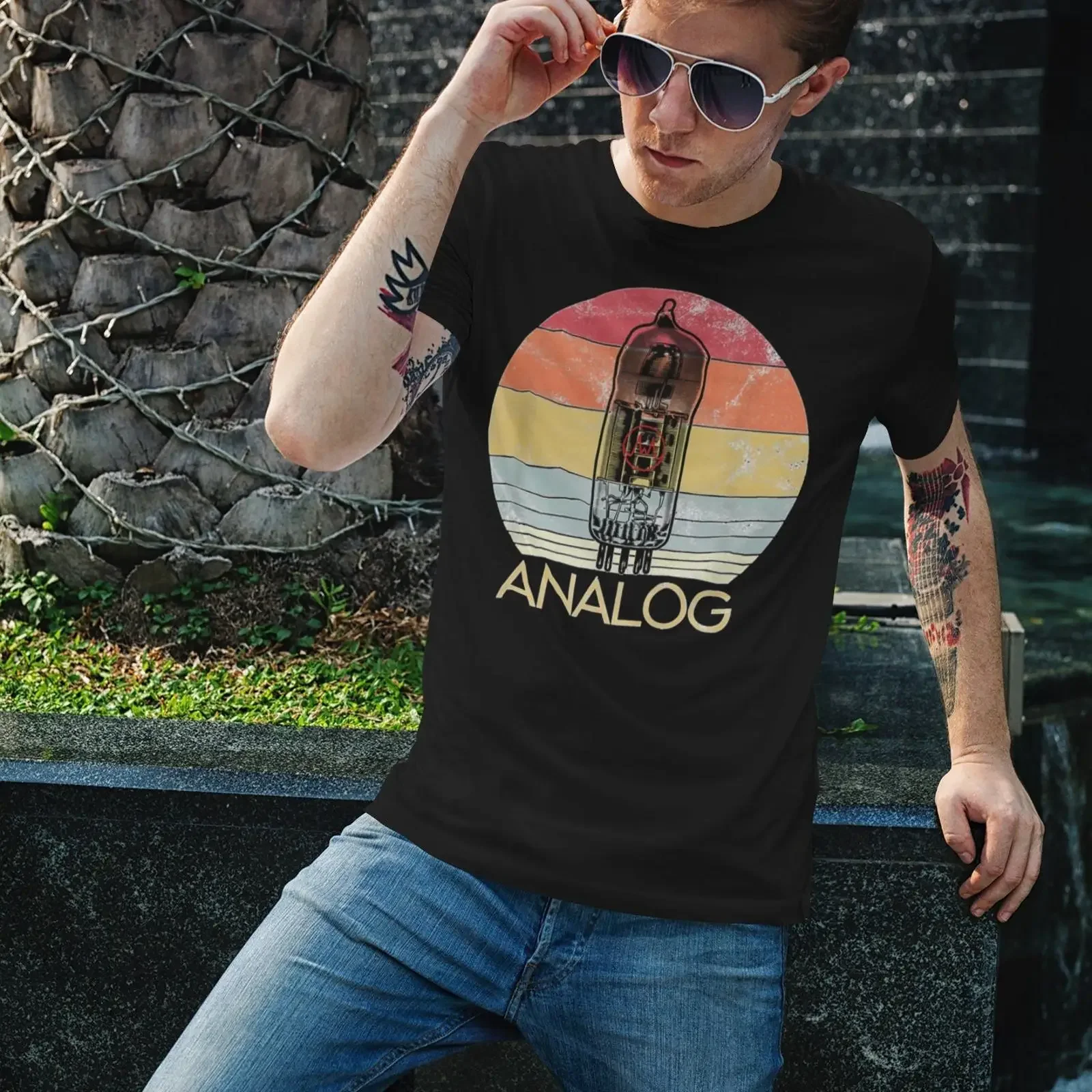 Radio Analog T Shirt Tube Music Retro Amateur 80s HiFi vintage Washed Soft Unisex Casual fashion Breathable Stylish