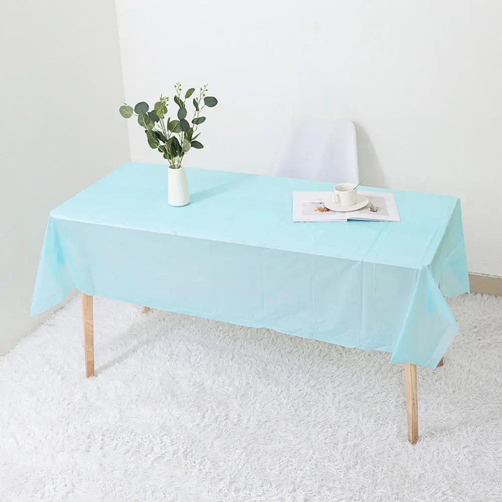 Disposable Tablecloth Pink White Rose Blue Birthday Wedding Tablecloth Plastic Foil Waterproof Dining Table Cover for Party