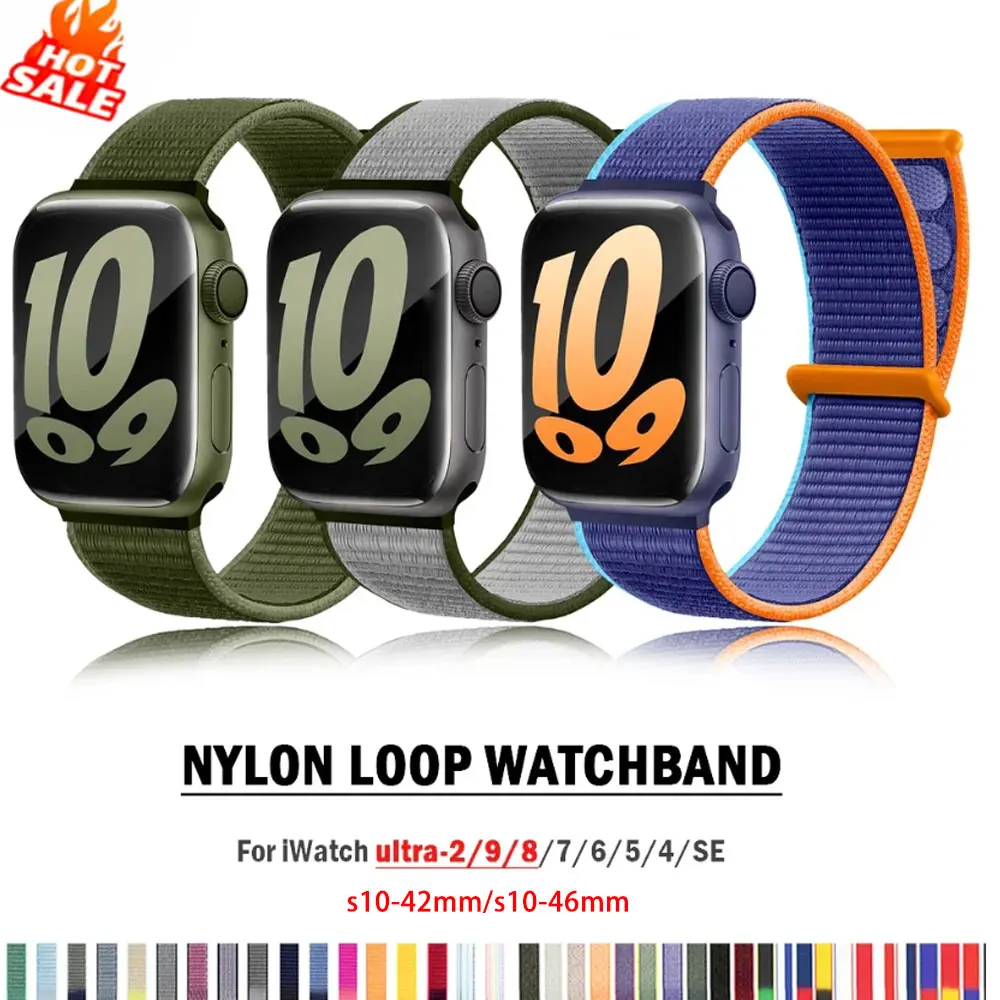 Nylon loop Strap For Apple Watch Band Ultra-2 49mm 44mm 40mm 45 41mm Sport pride Bracelet iwatch bands Series 10 9 8 se 7 6 5 4