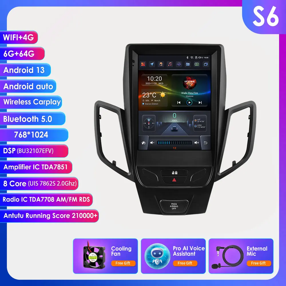 Hizpo 8Core DSP Auto Multimedia Speler voor Ford Fiesta MK7 2009-2016 Carplay 4G Autoradio RDS GPS WiFi AI Intelligente Systemen