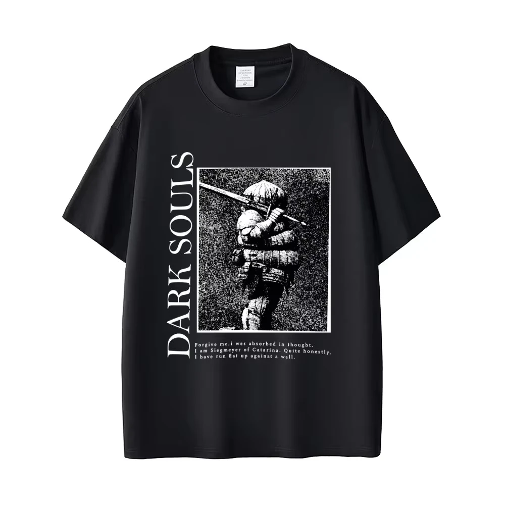 Camiseta unisex Dark Souls Siegmeyer of Catarina con gráfico de los años 90, estilo gótico, rock, punk, cuello redondo, camiseta para mujeres y hombres