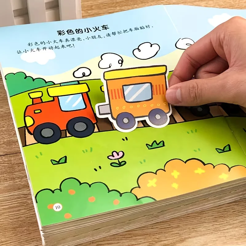 Concentration Sticker Activity Book Set (10 Pcs) - Toddler Focus Training Toys, Cute Cartoon Sticker Games for Preschool Kids