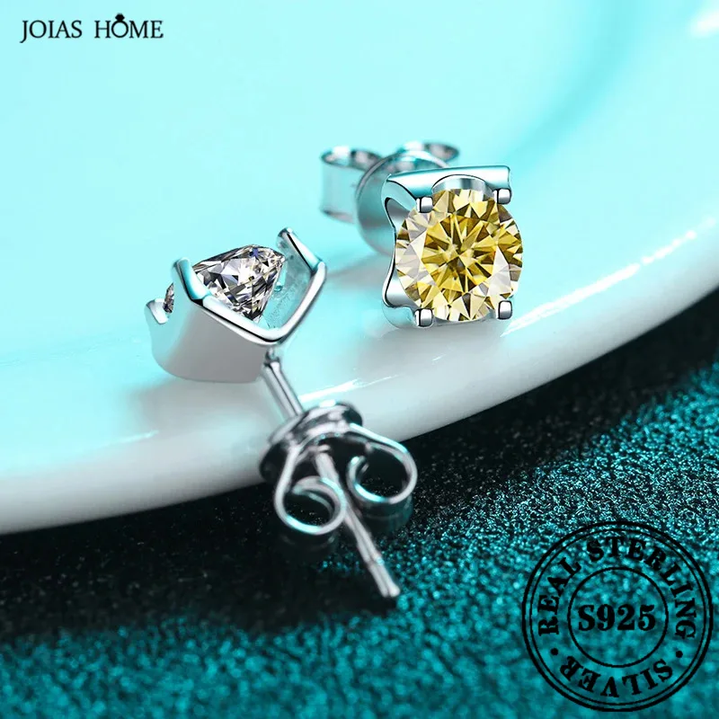 JOIAS HOME Silver 925 1CT D Colored Moissanite Bull Head Jewel Earrings for Women, Elegant and Minimalist in Time