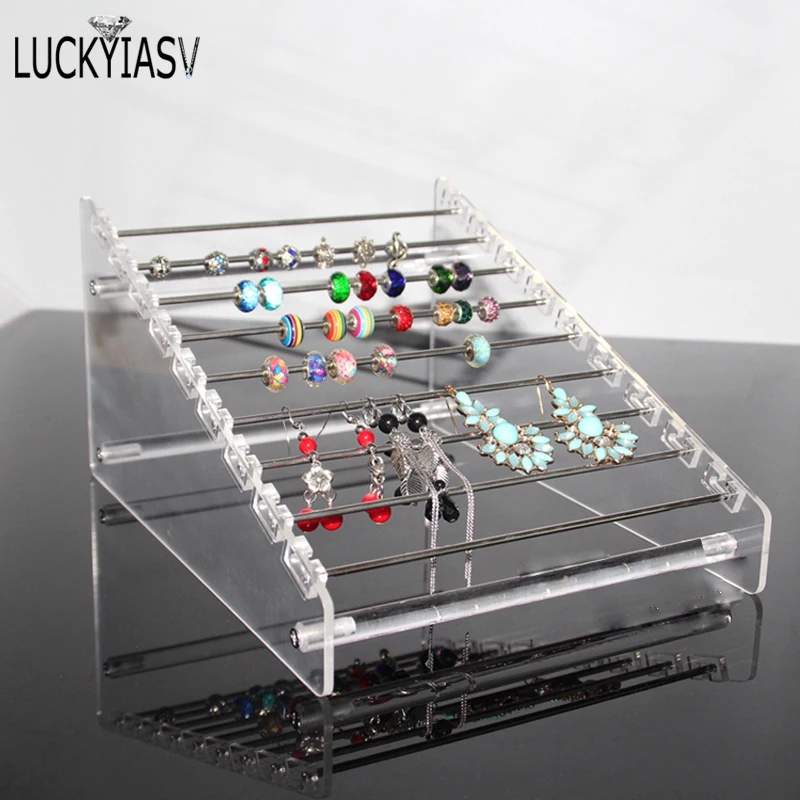 Acrylic Pandora Box Charm Beads Bracelet Ring Holder Jewellery Organizer JewelryTray 8 Tier Display Stand Storage Case Rack