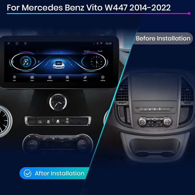 Junsun CarPlay para Apple Radio de coche Multimedia para Mercedes Vito W447 2014-2022 Bluetooth inalámbrico Android Auto 4G GPS estéreo