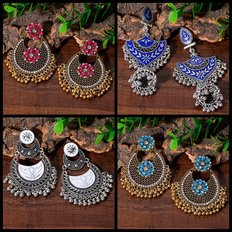 Vintage Baroque Earrings For Women Pendient Boho CZ Dripping Oil Ladies Indian Dubai African Earring Jewelry Brincos