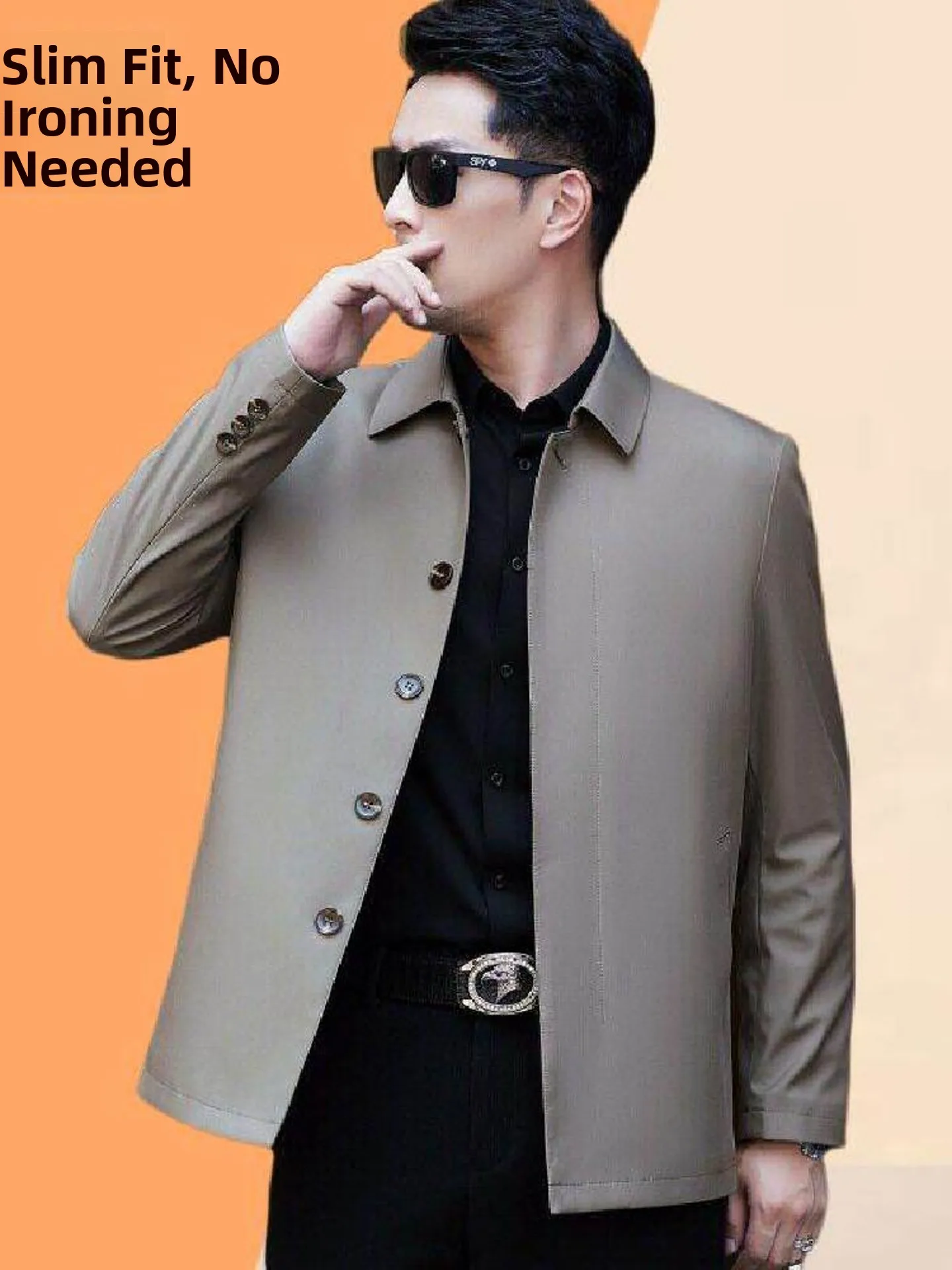 

Мужская шелковая куртка свободного кроя, тонкая, повседневная, с воротником, весна-осень, большие размеры, деловой стиль, для отцов, с длинными рукавами, стандартной длины