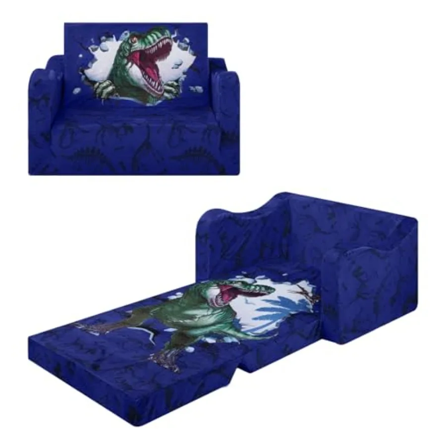 

Comfy Couch 2-in-1 Folding Sofa Bed for Toddler Boys Convertible Sofa to Lounger Toddler Couch Chair for Baby Bedroom Playroom