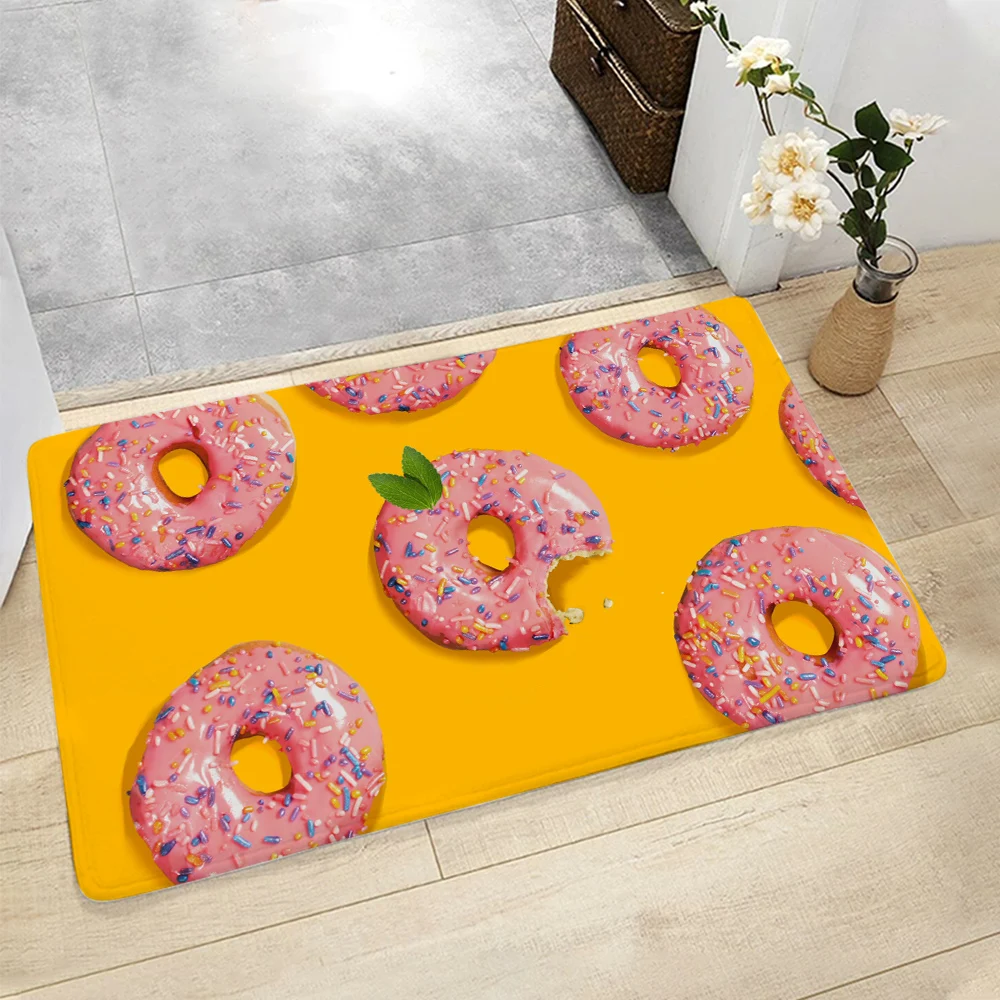 

CLOOCL Lovely Doormat Doughnut Pattern Floor Mat Rugs Home Living Room Bedroom Hallway Dormitory Carpet Print Room Decor