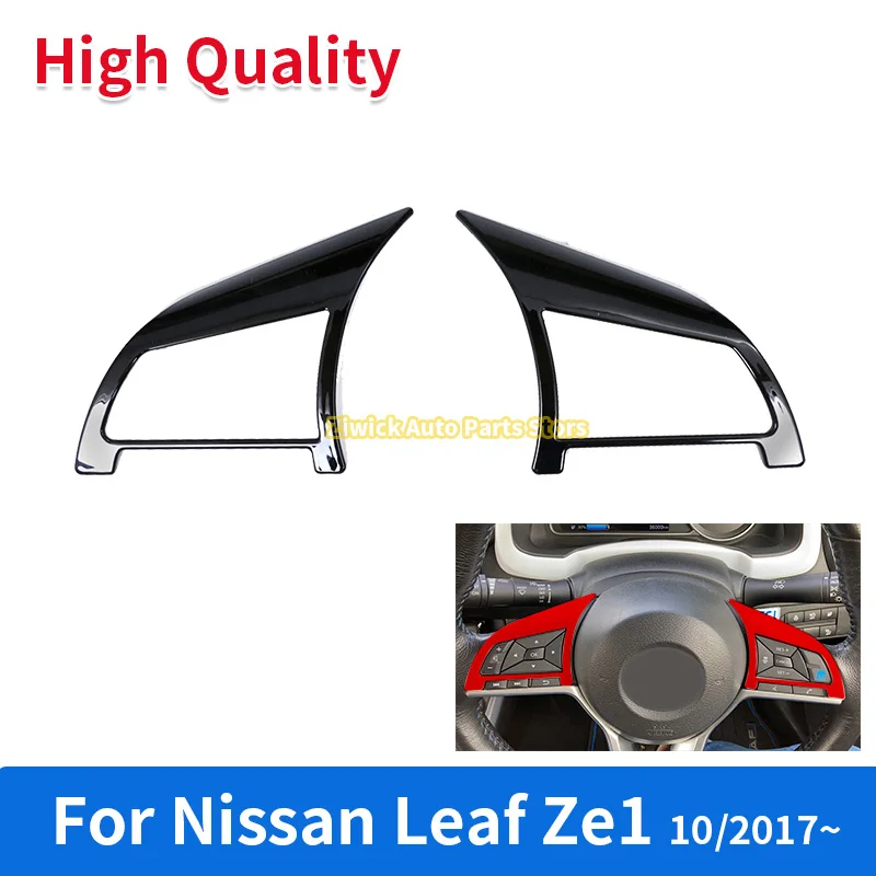 

For NISSAN 2017 LEAF ZE1 CAR INTERIOR STEERING WHEEL PANEL Multi-function button Cover Chrome / Black ABS Styling Accessories