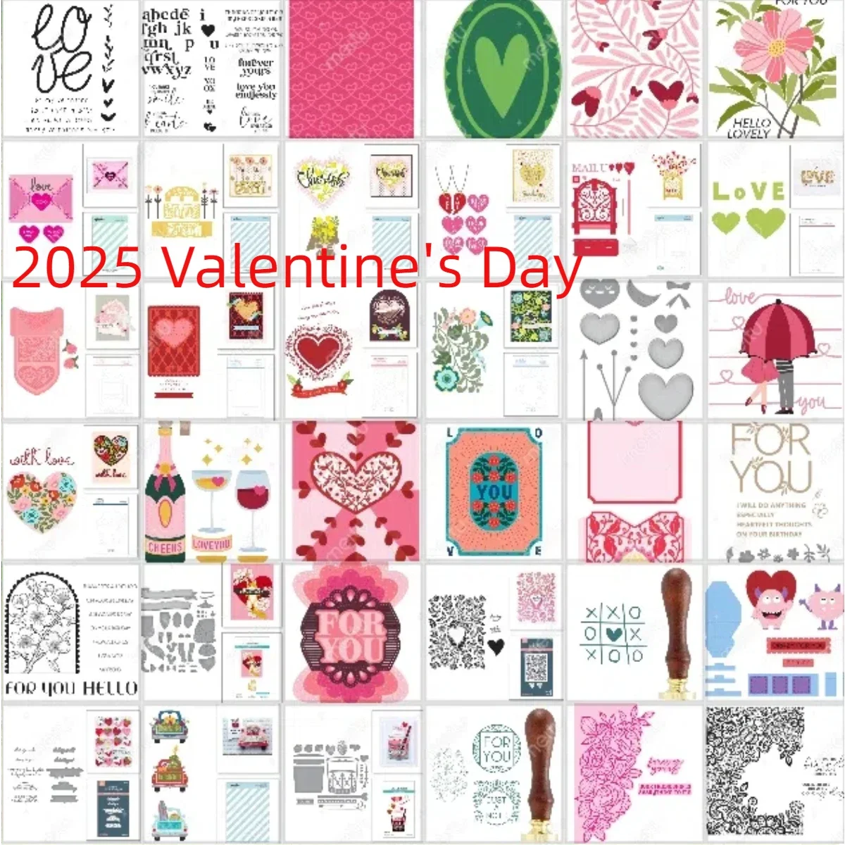 2025 Valentine's Day Love Umbrella Dies Scrapbook Diary Decoration Stencil Embossing Template Diy Greeting Card Handmade New