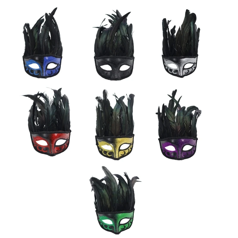 

Feathered Mask Halloween Mask Masquerade Decoration Mask Feathered Cosplay Mask Half Face Mask for Men Women