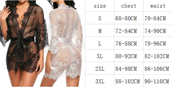 Sexy Women Lingerie Lace Night Dress Sleepwear Nightgown Bandage Deep V G-String See Through Sexy Sheer Sleep Dress Robe