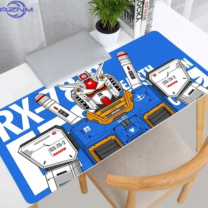 Bright Blue Pop Art Sci-Fi Mecha Themed Large Mousepad, Rubber Non-slip Gaming Desk Mat, Waterproof HD Print Keyboard Table Prot
