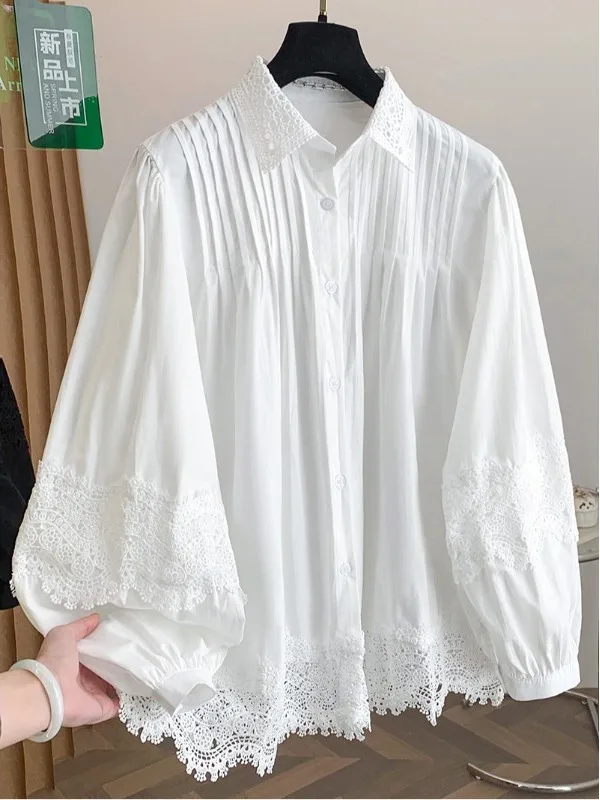 

Ladies Korean Sle Long Sve Hollow out Lazy Sle Color irt Faionable Top Women's Clothing Breathable Skin-Frie...