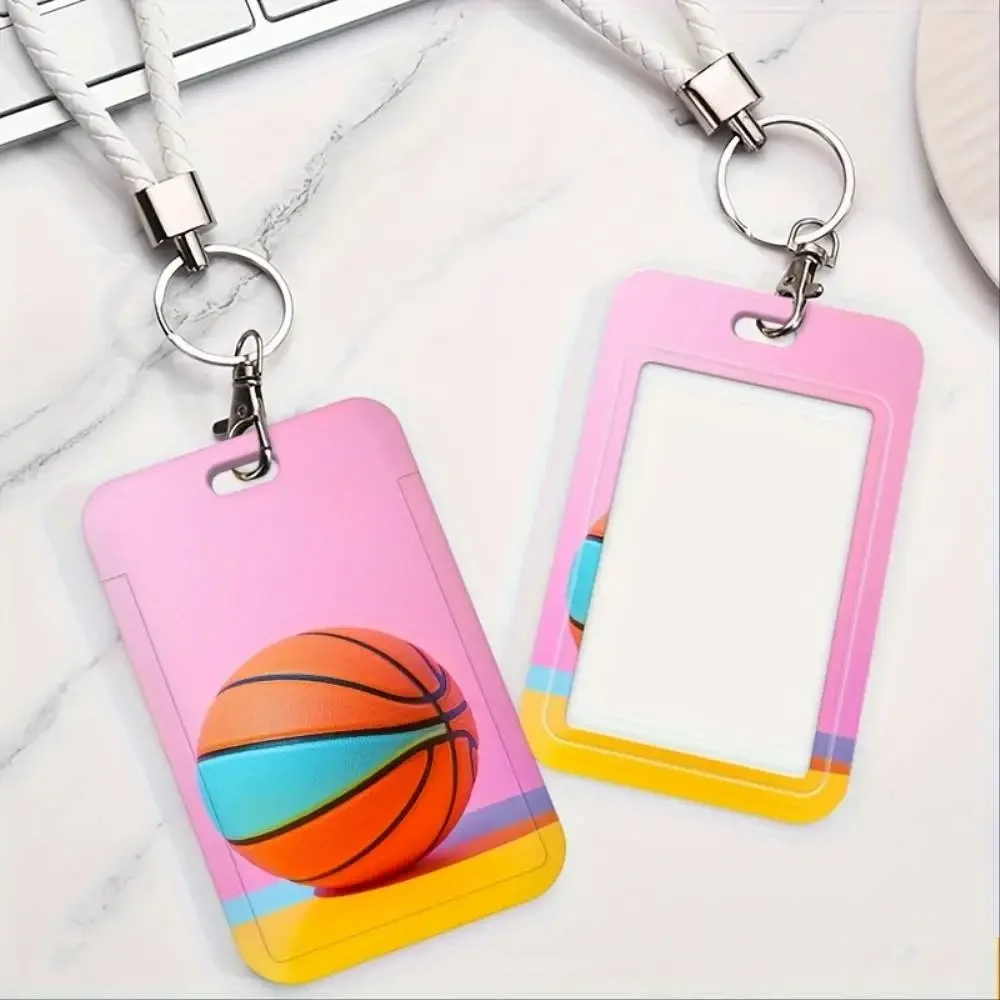Vibrant Basketball Themed ID Card Holder Plastic Card Protector For Healthcare Staff Office Worker Gift Men Women