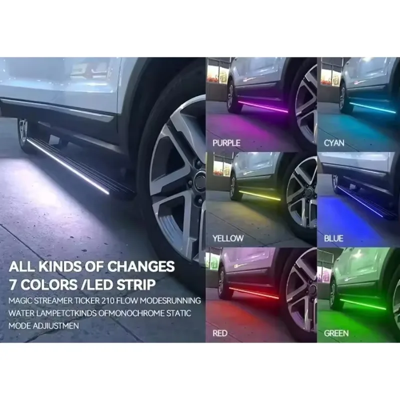 لوحات الجري الكهربائية توم دواسة خطوات جانبية مع LED لجيلي بويو مسحوق أسود مطلي 100% مقاوم للماء مجموعة واحدة