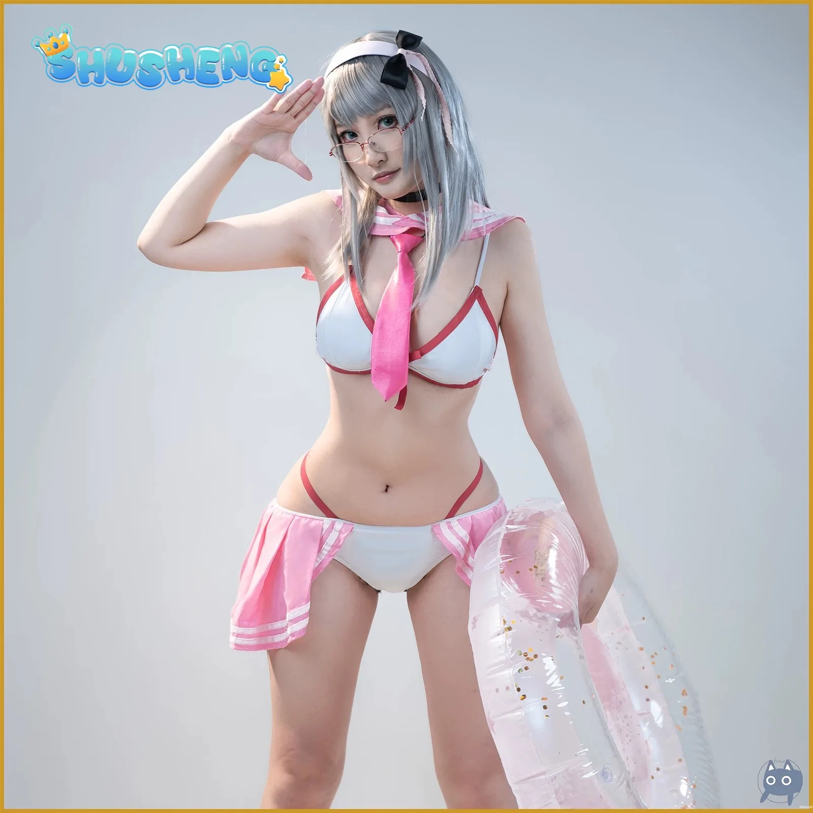

Neon Swimsuit Anime Game N i k k e Cosplay Costume Bluewater Woman Halloween party beach sexy JK uniform dress top Neon set