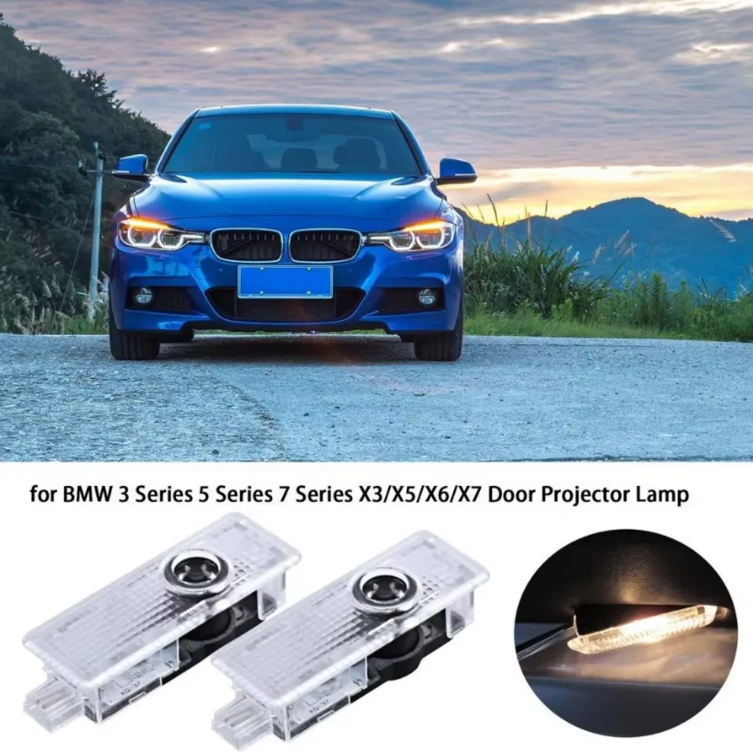 자동차 LED 문짝 로고 프로젝터 경고등, 웰컴 램프, 웰컴 라이트 액세서리, 스타일링, BMW E39 X5 E53 E52 528i M M5 용 2 개