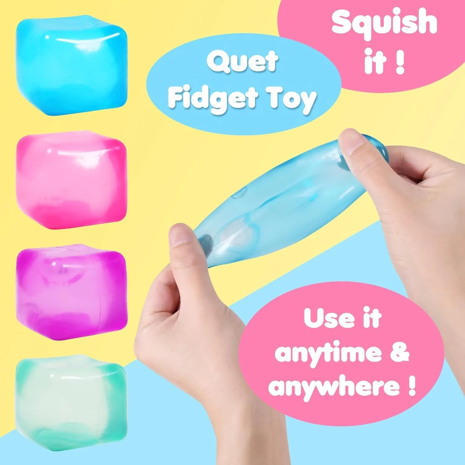 Ice Cube Shaped Fidget ของเล่นสแควร์ความเครียดบรรเทา Ball Squishy บีบของเล่นสําหรับความวิตกกังวล ADHD ความเครียดบรรเทา Sensory ของเล่นสําหรับผู้ใหญ่