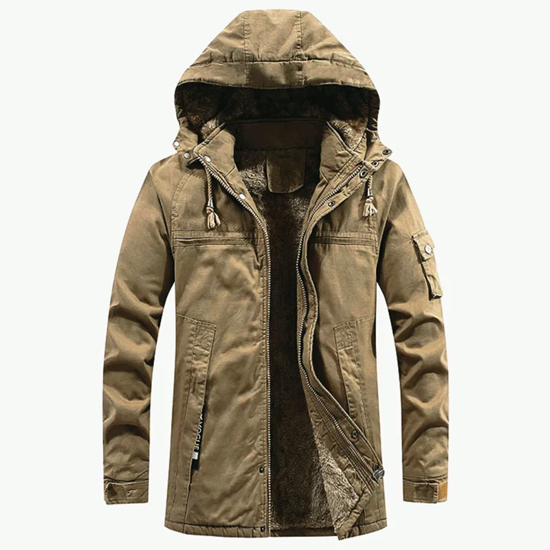 New Winter Men Hooded Long Jackets Fleece Warm Parkas Winter Jackets Good Quality Male Outdoors Casual Winter Coats Size 4XL