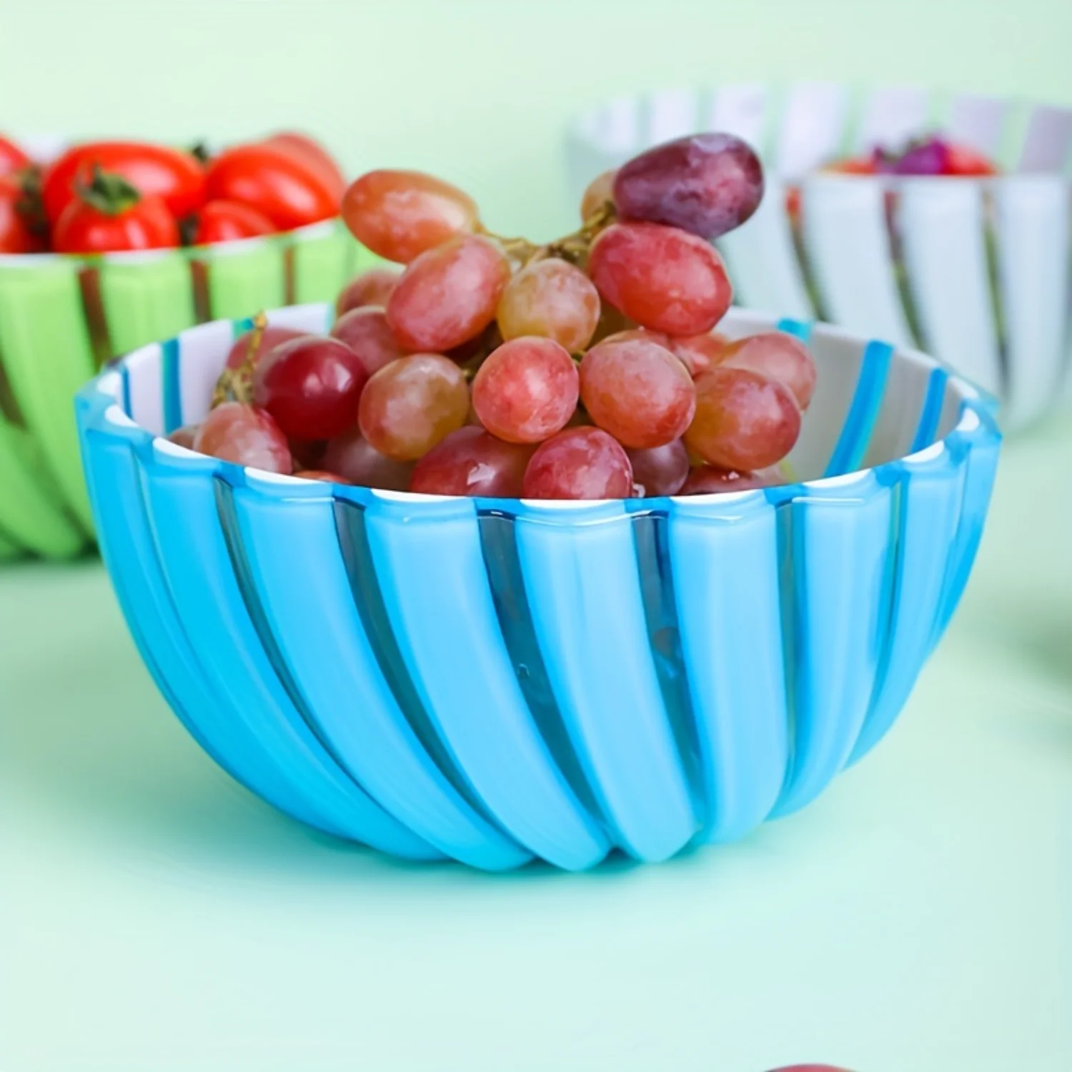 Dual-Tone Plastic Salad Bowl - Round Serving Dish for Fruits & Salads,  Kitchen Dining Entertaining