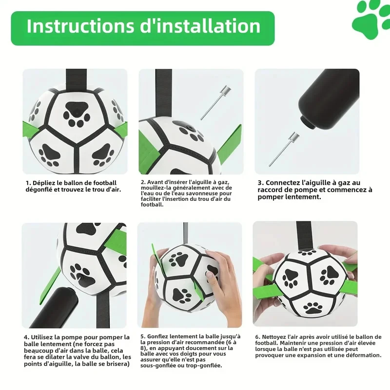 New 1 Pcs Interactive Dog Toys for Tug of War Dog Soccer Ball with Straps for Indoor Outdoor Dog Tug Toy Sturdy Ball Fetch Toy view 6