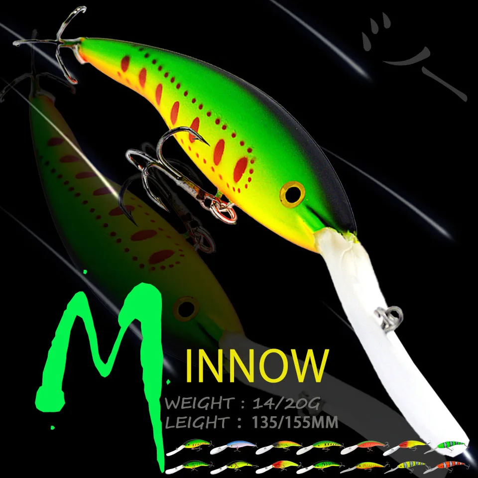 WALK FISH 1PCS  Minnow Fishing Lure 14/20G 135/155MM Wobbler Artificial Bionic Fish Swimbait Tail Dancer Super Diving Hard Bait