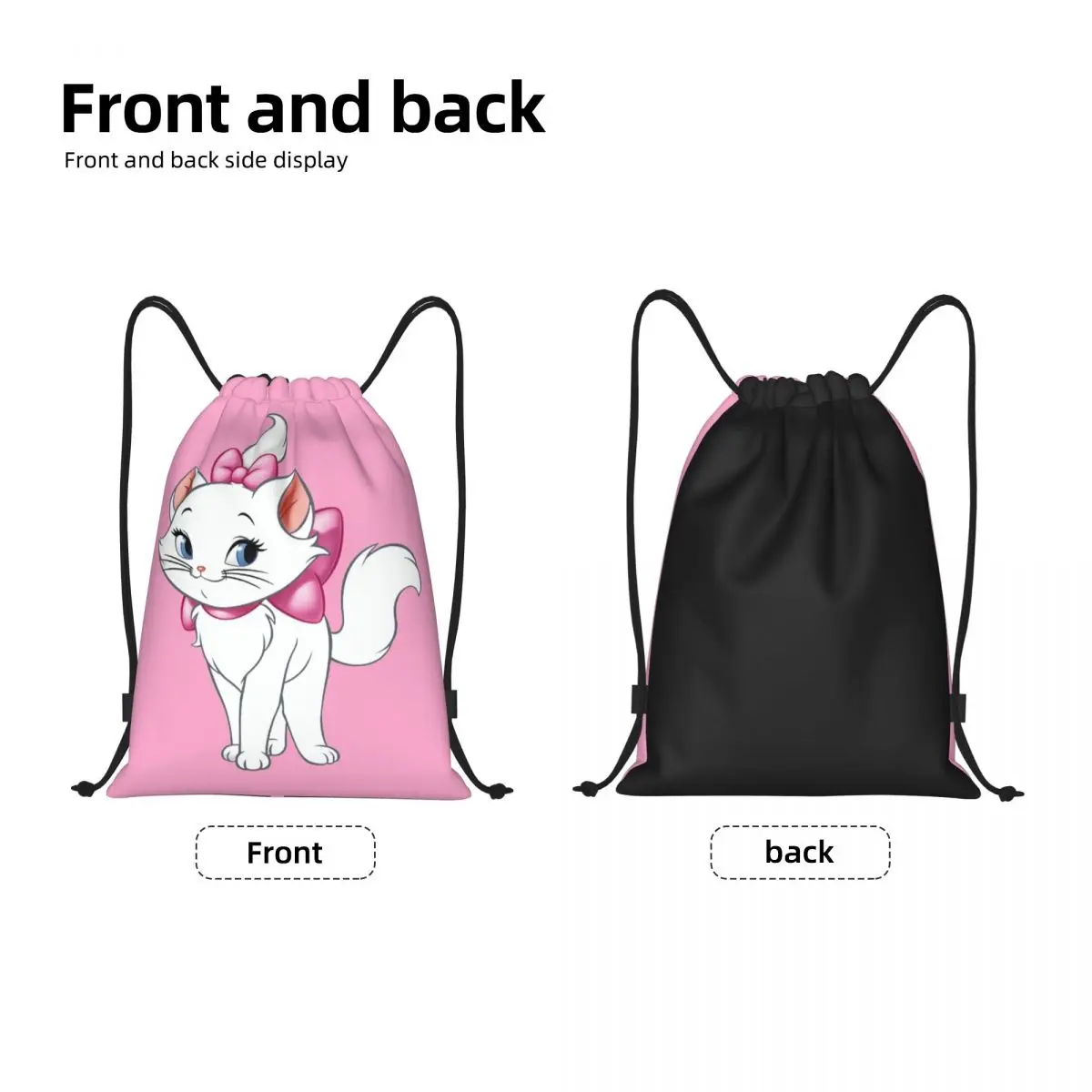 Custom Funny Marie Kitten Drawstring Bags for Training Yoga Backpacks Women Men Kitten Film Sports Gym Sackpack