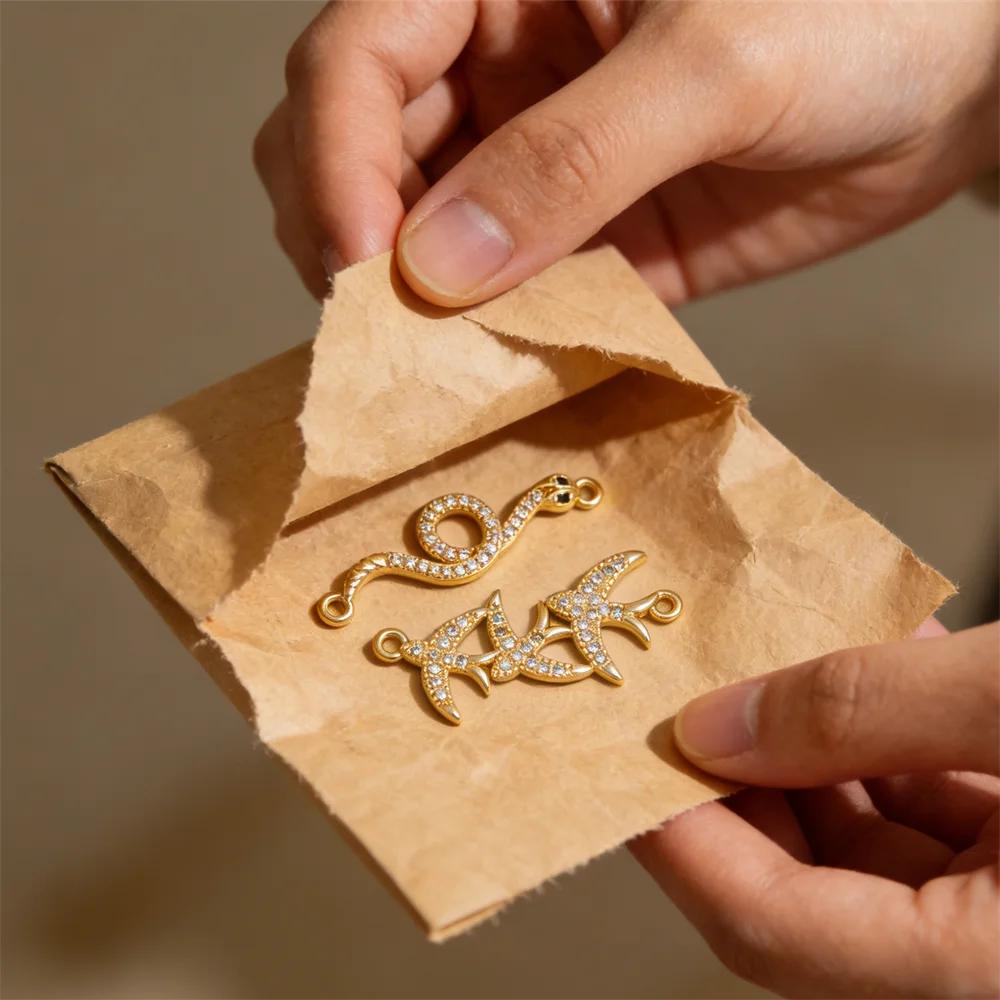 

4Pcs Connector Brass Cubic Zircon Snake Swallow Cross Infinity Charms Animal Accessories DIY Jewelry Necklace Bracelet Making