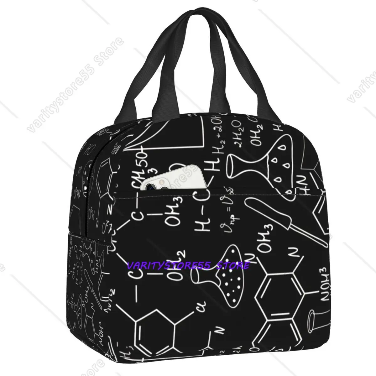 Custom Physical Chemical Biological Sciences Mathematics Insulated Lunch Bags for Work School Leakproof Cooler Thermal Lunch Box