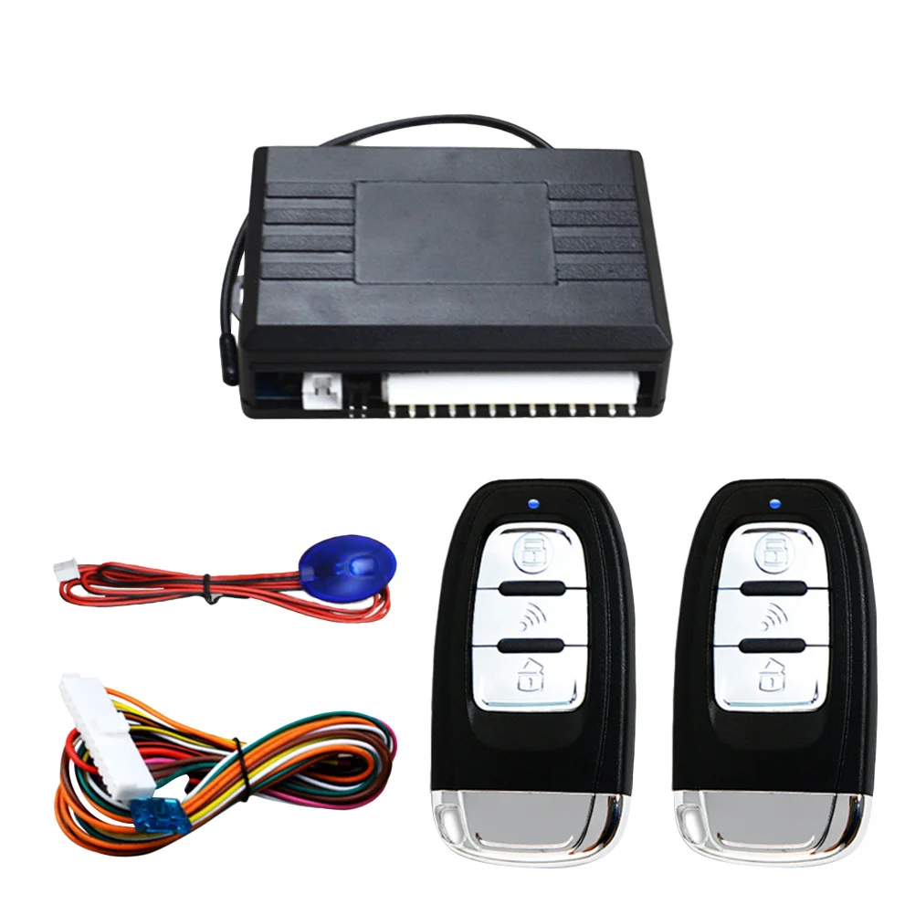 طقم قفل مركزي قفل باب السيارة نظام دخول بدون مفتاح ضوء الاتجاه وامض عن بعد إصدار صندوق السيارة العالمي 12 فولت أوتوماتيكي