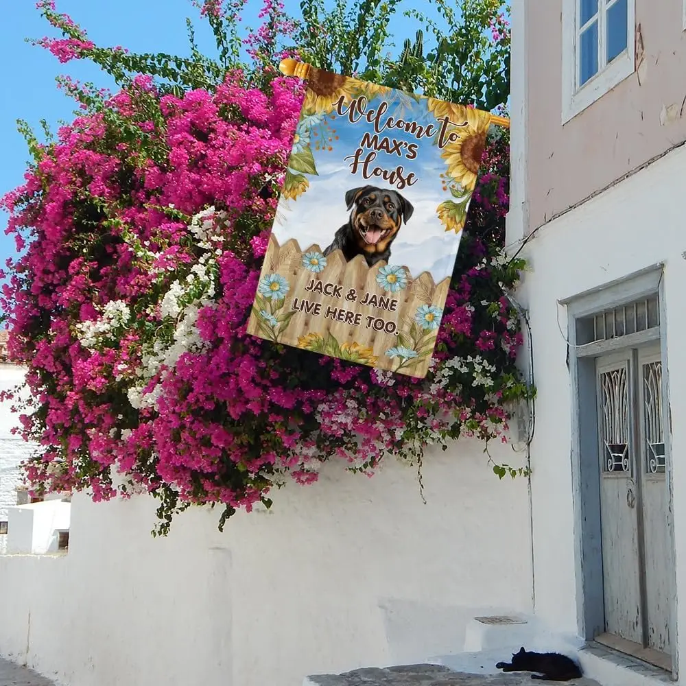 Boxer Dog with Sunflowers Garden Flag Welcome to Dog's House Customized Banner, 28x40 Inches WWP zzo - view 6