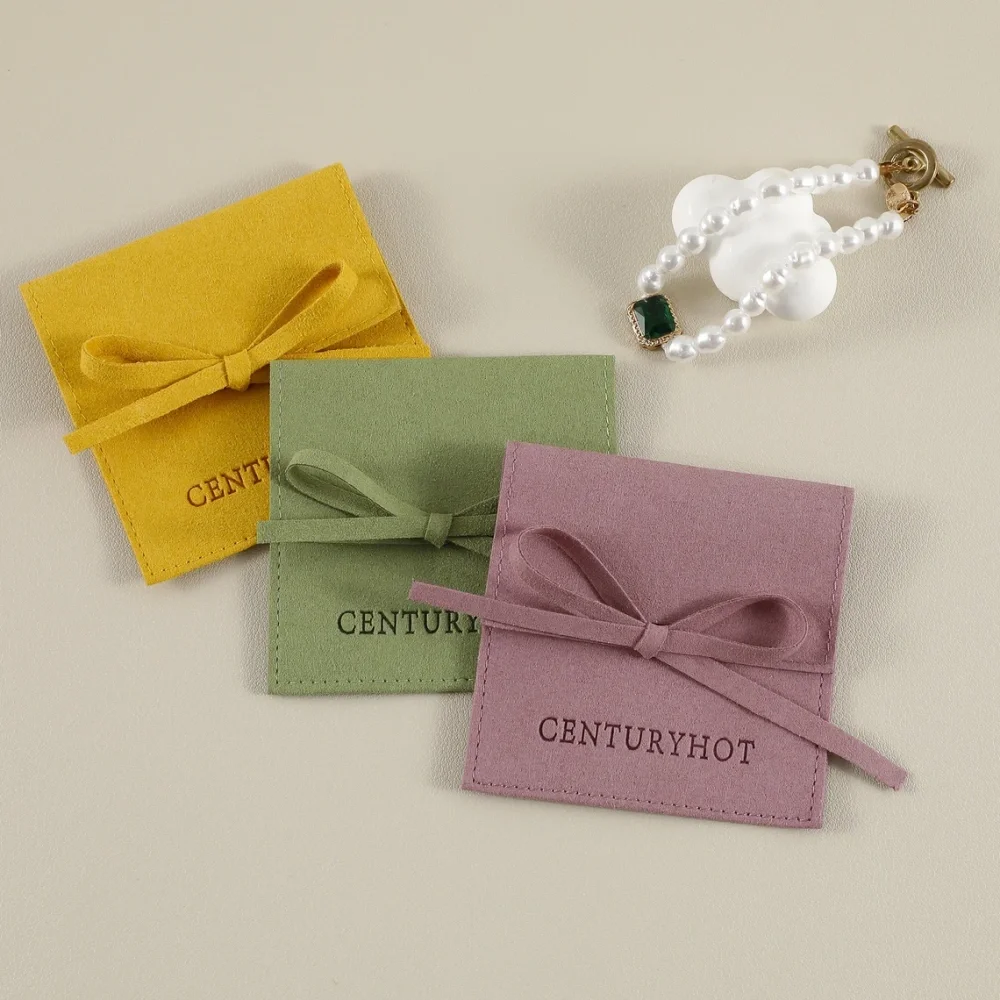 

25Custom Personalizable Embossed Logo Print Microfiber Jewelry Bags Jewelry Packaging Bags Wedding Christmas Wrapping Ring Bags