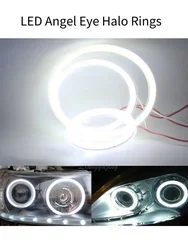 주간 주행 LED 헤드라이트 램프, COB 엔젤 아이즈 LED 자동차 헤일로 링 조명, DRL 12V, 60mm, 70mm, 80mm, 90mm, 95mm, 100mm, 110mm, 120mm, 2 개