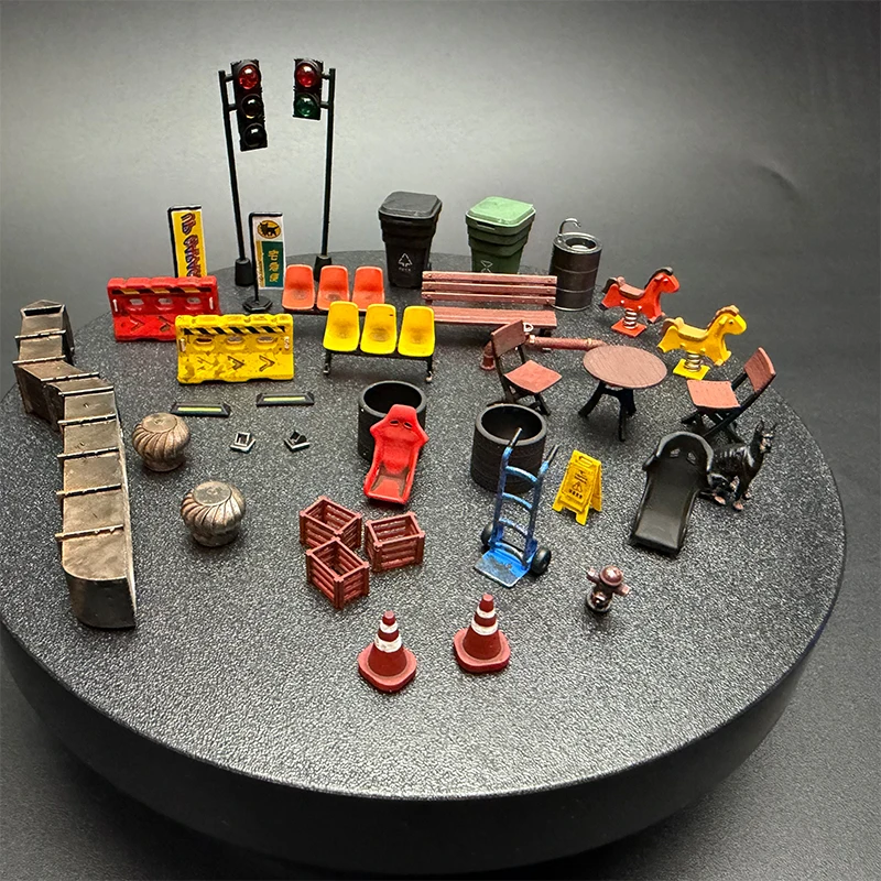 1:64 Street Scene Miniature Model Set Suitable for 1/64 Scene Model with Accessories
