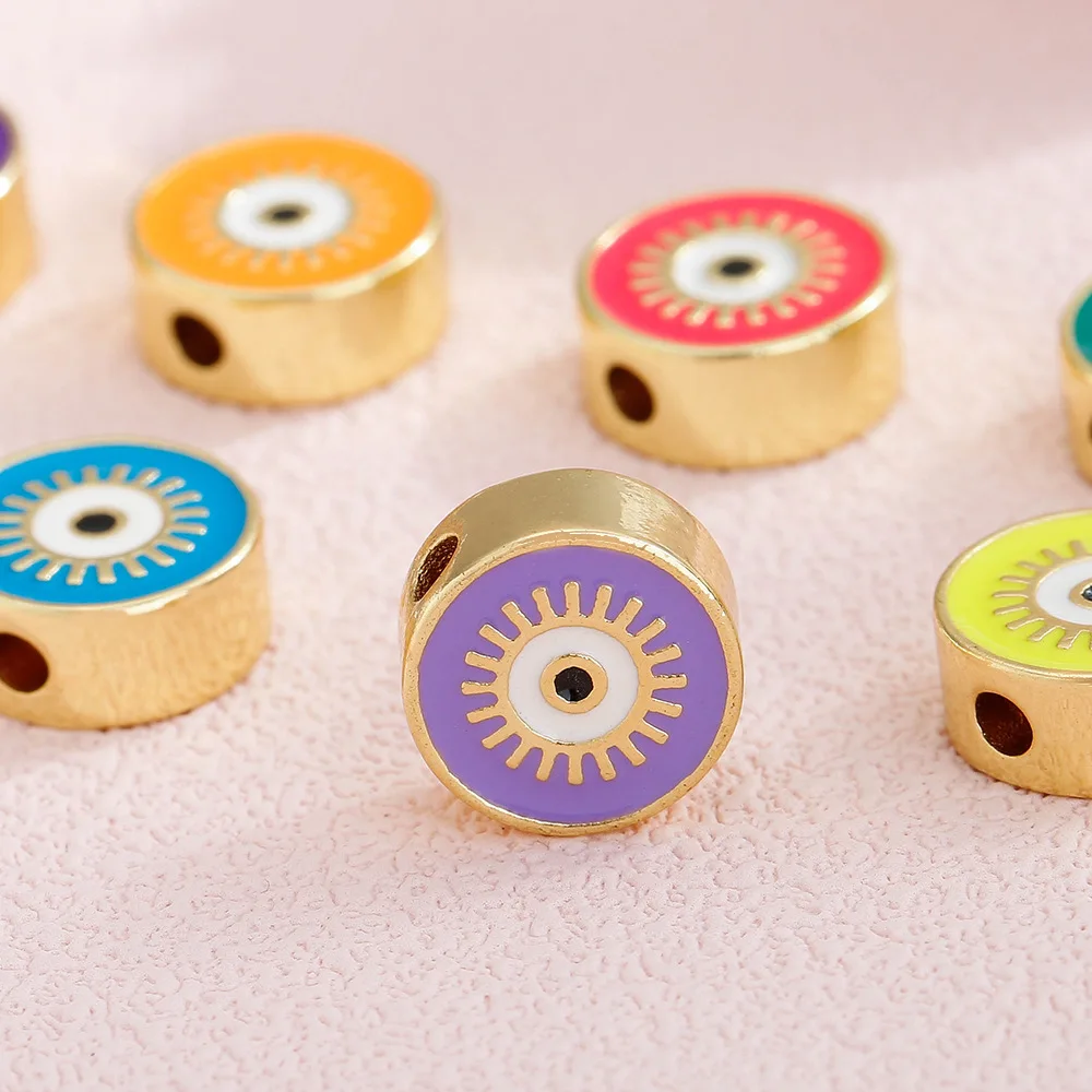 diy12 Accessorio rotondo in rame colorato con occhio del diavolo Accessorio per gioielli con perline per gocciolamento di olio
